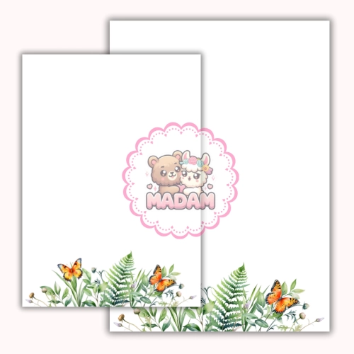 Papeteria ozdobna A4 z kopertami – zestaw Motyle w zieleni  MaDam Creative