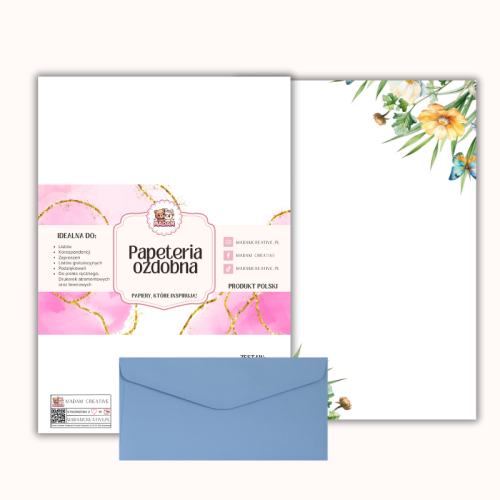 Papeteria ozdobna A4 z kopertami – zestaw Letni ogród 2  MaDam Creative