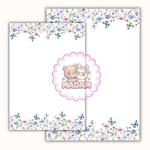 Papeteria ozdobna A4 – papier listowy Polne kwiaty i motyle MaDam Creative