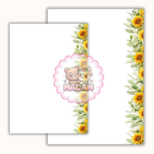 Papeteria ozdobna A4 z kopertami – zestaw Słoneczniki wzdłuż krawędzi MaDam Creative