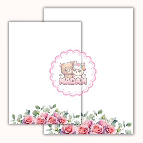 Papeteria ozdobna A4 z kopertami – zestaw Róże w zieleni  MaDam Creative