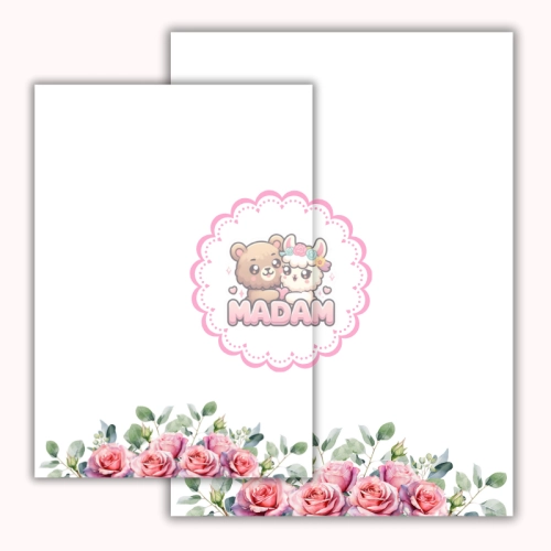 Papeteria ozdobna A4 z kopertami – zestaw Róże w zieleni  MaDam Creative