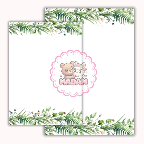 Papeteria ozdobna A4 z kopertami – zestaw Zielona botaniczna rama MaDam Creative