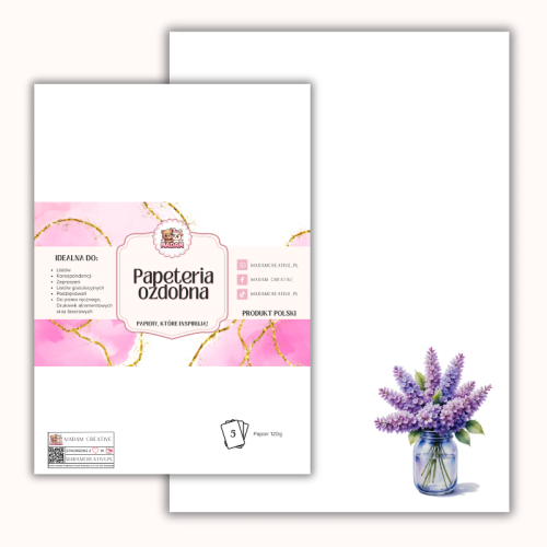 Papeteria ozdobna A4 – papier listowy Bez w wazonie MaDam Creative
