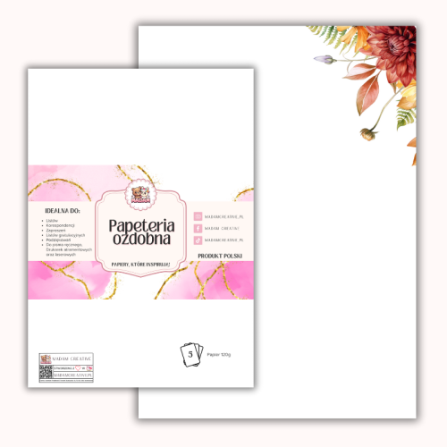 Papeteria ozdobna A4 – papier listowy Kwiaty w narożniku MaDam Creative