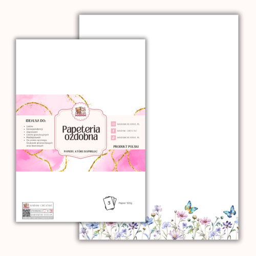 Papeteria ozdobna A4 – papier listowy Delikatne polne kwiaty MaDam Creative