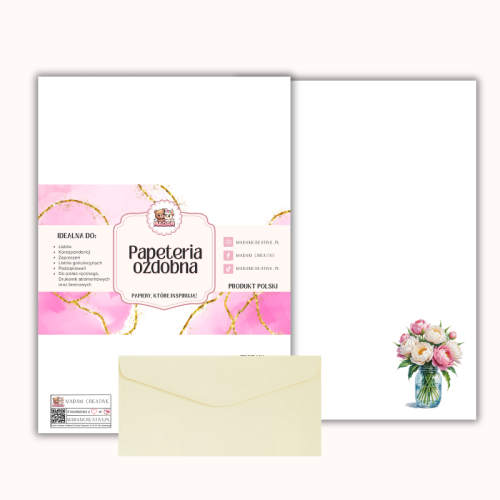 Papeteria ozdobna A4 z kopertami – zestaw Wiosenny bukiet  MaDam Creative