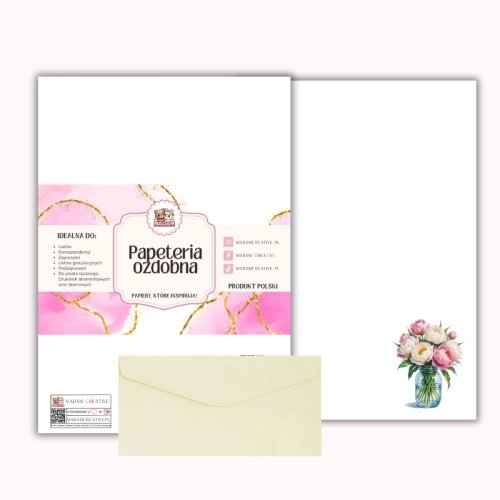 Papeteria ozdobna A4 z kopertami – zestaw Wiosenny bukiet  MaDam Creative