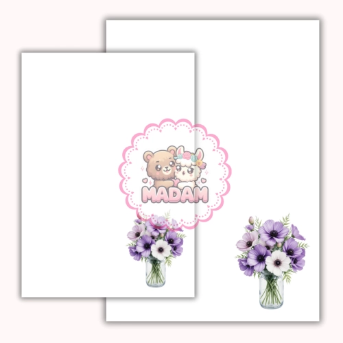 Papeteria ozdobna A4 z kopertami – zestaw Fioletowy bukiet  MaDam Creative