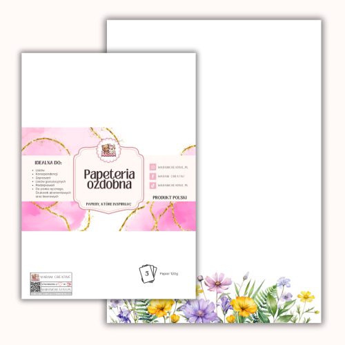 Papeteria ozdobna A4 – papier listowy Kolorowa letnia łąka MaDam Creative