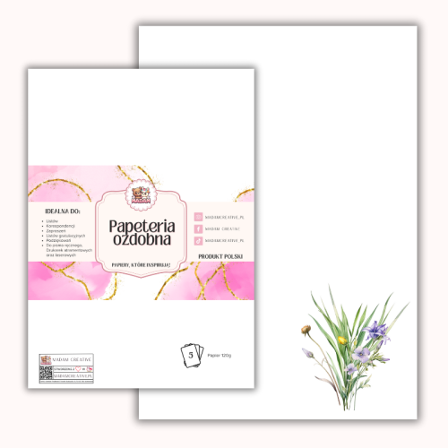 Papeteria ozdobna A4 – papier listowy Subtelna łąkowa gałązka MaDam Creative