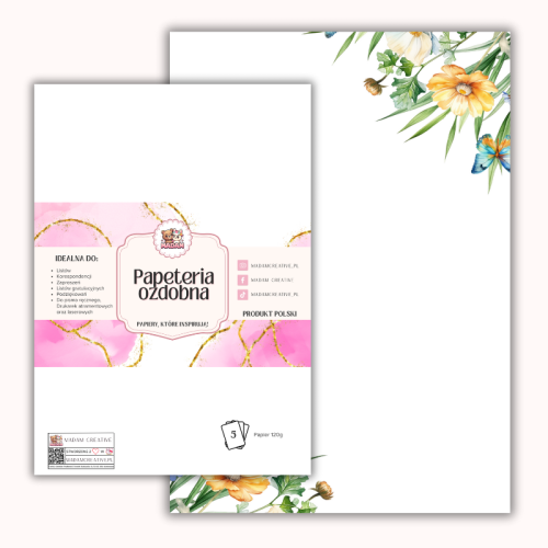 Papeteria ozdobna A4 – papier listowy Letni ogród 2 MaDam Creative