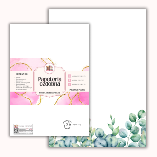 Papeteria ozdobna A4 – papier listowy Eukaliptus u dołu MaDam Creative