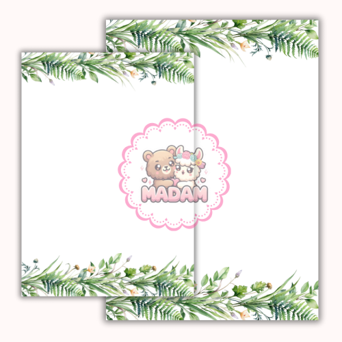 Papeteria ozdobna A4 – papier listowy Zielona botaniczna rama MaDam Creative