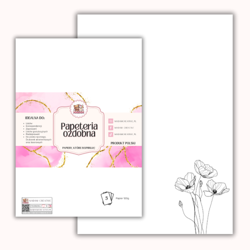 Papeteria ozdobna A4 – papier listowy Szkic polnych kwiatów MaDam Creative