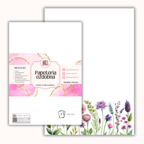 Papeteria ozdobna A4 – papier listowy Pastelowe polne kwiaty MaDam Creative