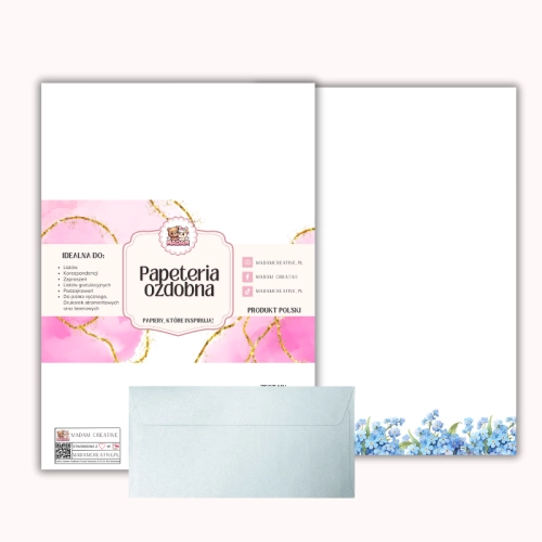 Papeteria ozdobna A4 z kopertami – zestaw Niebieska łąka MaDam Creative