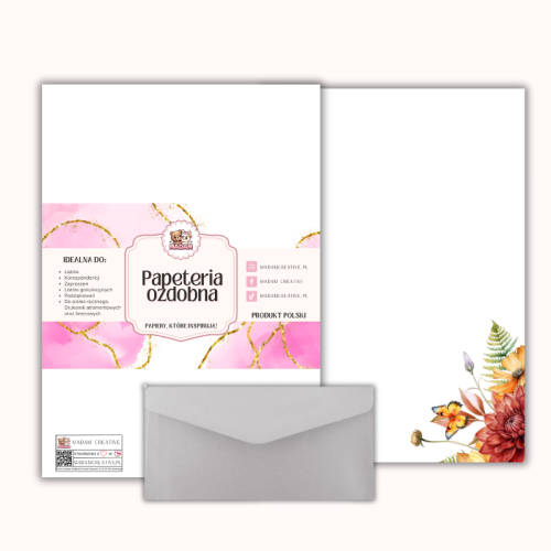 Papeteria ozdobna A4 z kopertami – zestaw Ciepła jesień MaDam Creative