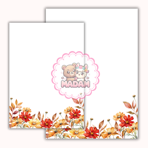 Papeteria ozdobna A4 z kopertami – zestaw Jesienne kwiaty MaDam Creative