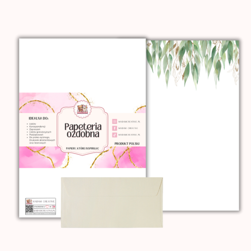 Papeteria ozdobna A4 z kopertami – zestaw Zielona kaskada MaDam Creative