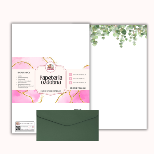 Papeteria ozdobna A4 z kopertami – zestaw Botaniczny minimalizm  MaDam Creative