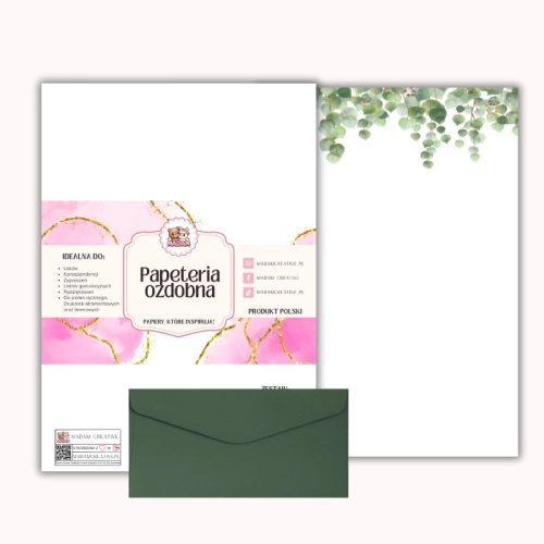 Papeteria ozdobna A4 z kopertami – zestaw Botaniczny minimalizm  MaDam Creative