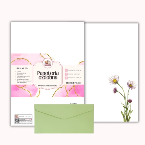 Papeteria ozdobna A4 z kopertami – zestaw Polny kwiat MaDam Creative