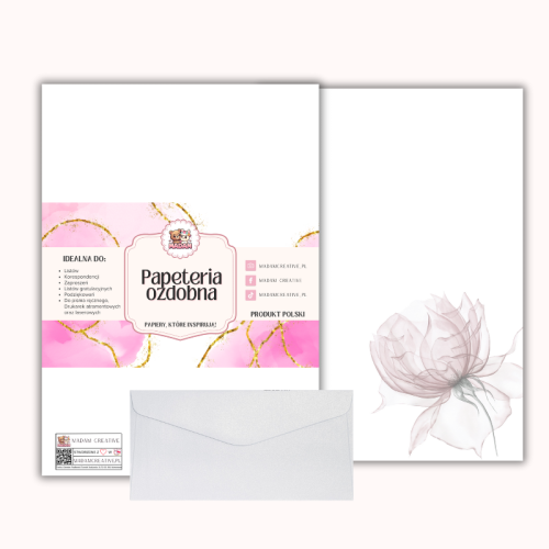 Papeteria ozdobna A4 z kopertami – zestaw Płatki ciszy  MaDam Creative