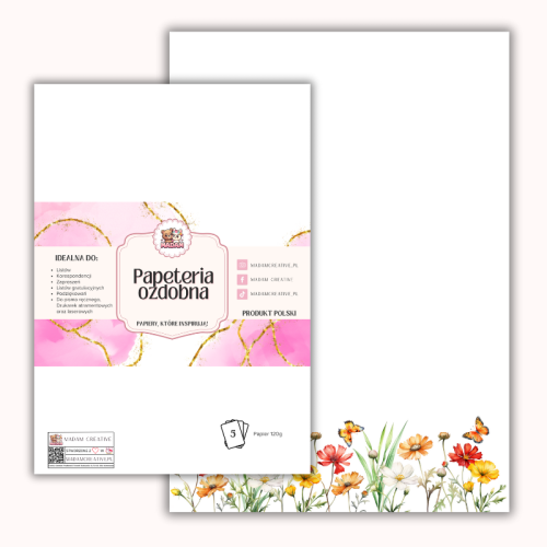Papeteria ozdobna A4 – papier listowy Letnie kwiaty MaDam Creative
