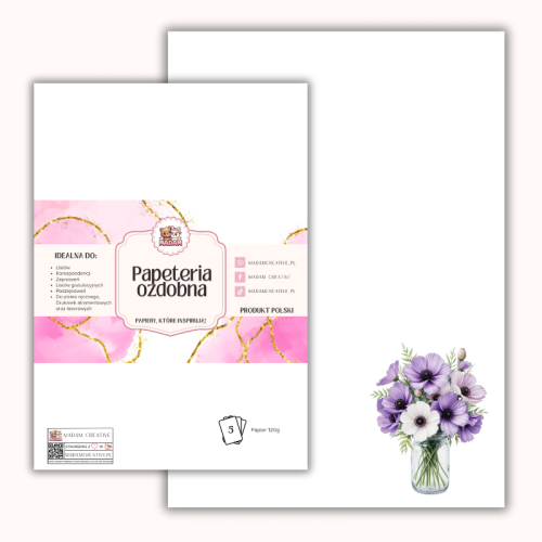 Papeteria ozdobna A4 – papier listowy Fioletowy bukiet MaDam Creative