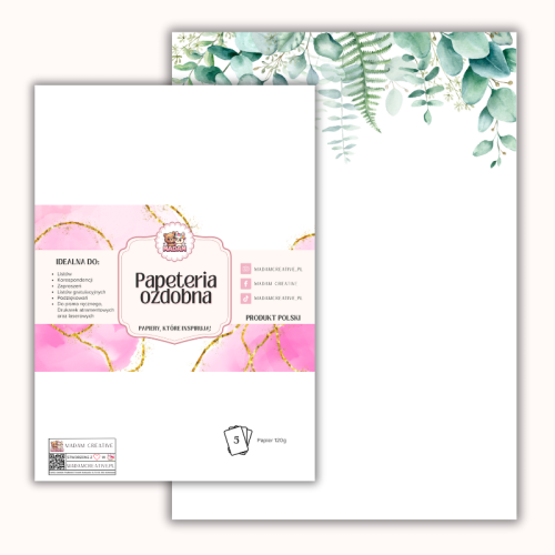 Papeteria ozdobna A4 – papier listowy Zielony minimalizm MaDam Creative