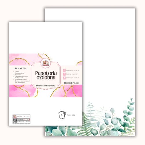 Papeteria ozdobna A4 – papier listowy Spokojna zieleń MaDam Creative