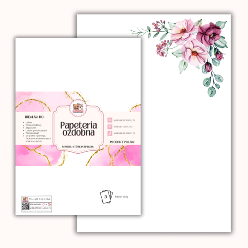Papeteria ozdobna A4 – papier listowy Różane kwiaty 2 MaDam Creative