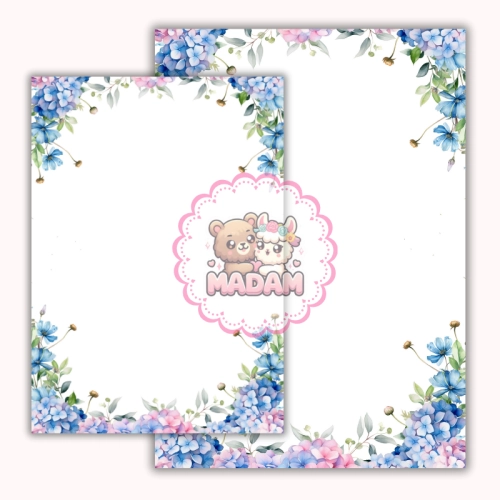 Papeteria ozdobna A4 z kopertami – zestaw Kwiatowa ramka  MaDam Creative