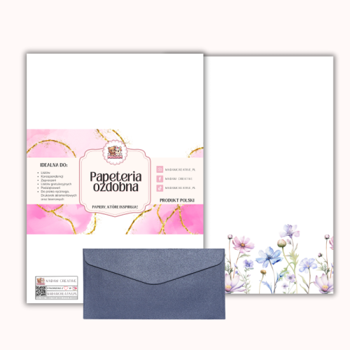 Papeteria ozdobna A4 z kopertami – zestaw Pastelowa łąka  MaDam Creative