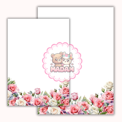 Papeteria ozdobna A4 z kopertami – zestaw Różane listy  MaDam Creative