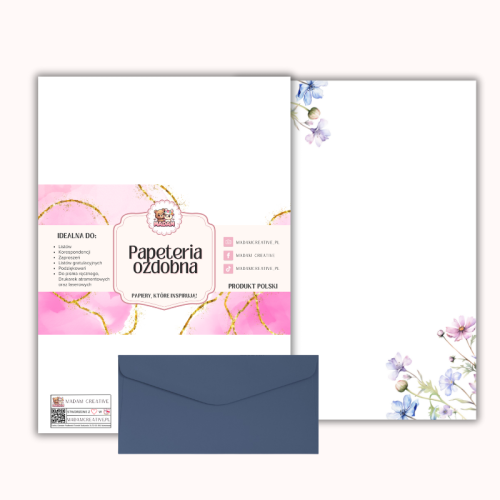 Papeteria ozdobna A4 z kopertami – zestaw Kwiatowe narożniki  MaDam Creative