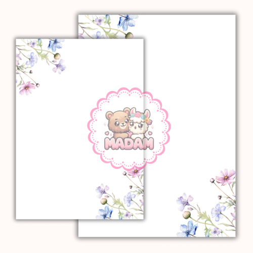 Papeteria ozdobna A4 z kopertami – zestaw Kwiatowe narożniki  MaDam Creative