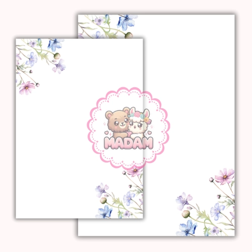 Papeteria ozdobna A4 z kopertami – zestaw Kwiatowe narożniki  MaDam Creative