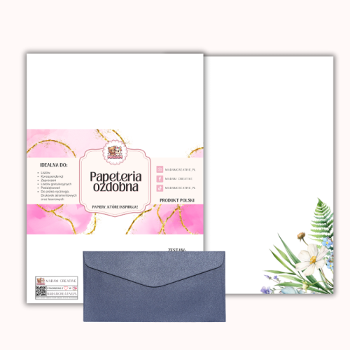 Papeteria ozdobna A4 z kopertami – zestaw Spokojna łąka  MaDam Creative