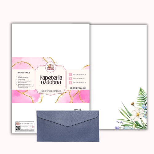 Papeteria ozdobna A4 z kopertami – zestaw Spokojna łąka  MaDam Creative