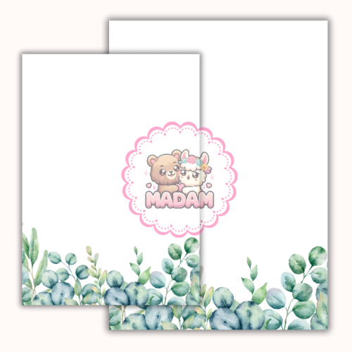 Papeteria ozdobna A4 z kopertami – zestaw Eukaliptusowy dół  MaDam Creative