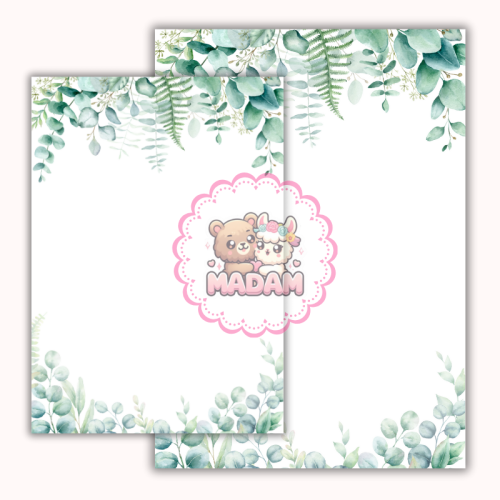 Papeteria ozdobna A4 z kopertami – zestaw Eukaliptusowa elegancja  MaDam Creative