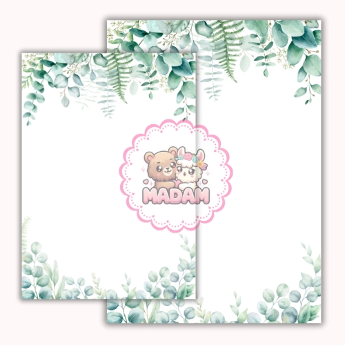 Papeteria ozdobna A4 z kopertami – zestaw Eukaliptusowa elegancja  MaDam Creative