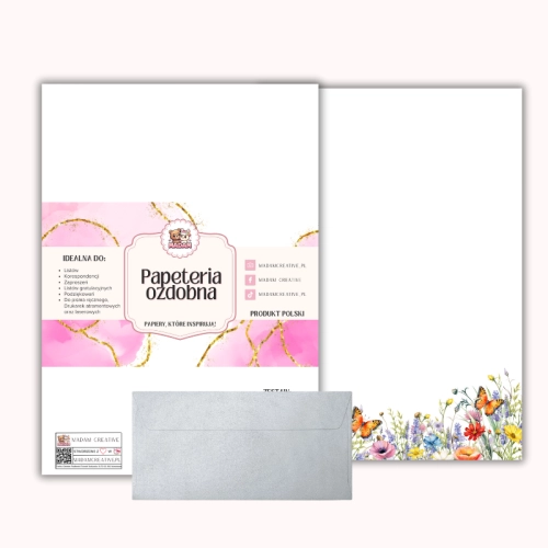 Papeteria ozdobna A4 z kopertami – zestaw Kwiatowa łąka  MaDam Creative