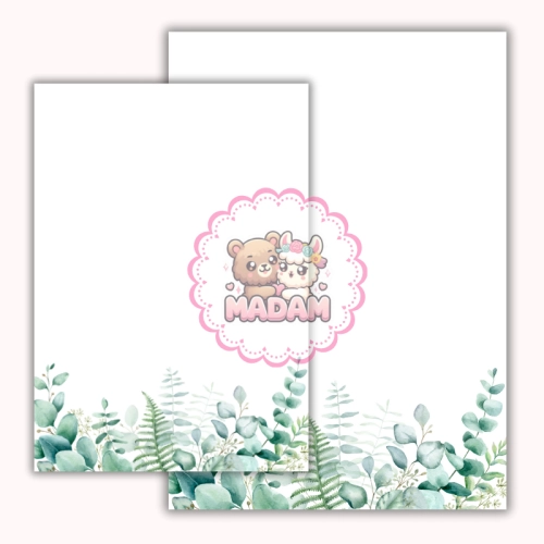 Papeteria ozdobna A4 z kopertami – zestaw Spokojna zieleń  MaDam Creative