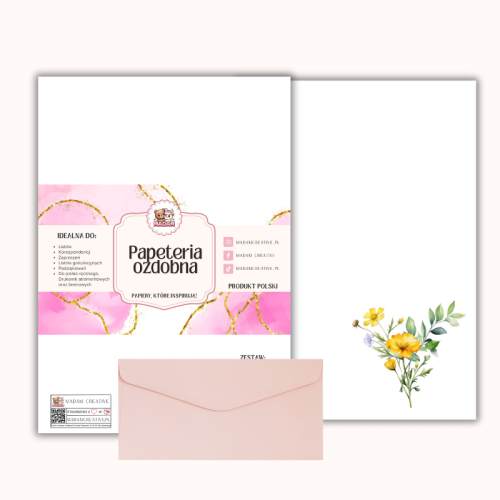 Papeteria ozdobna A4 z kopertami – zestaw Słoneczny bukiet  MaDam Creative