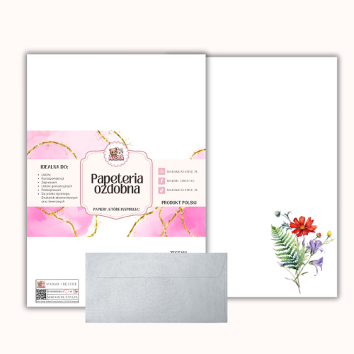 Papeteria ozdobna A4 z kopertami – zestaw Polny akcent  MaDam Creative