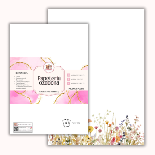 Papeteria ozdobna A4 – papier listowy Letnia łąka akwarelowa MaDam Creative