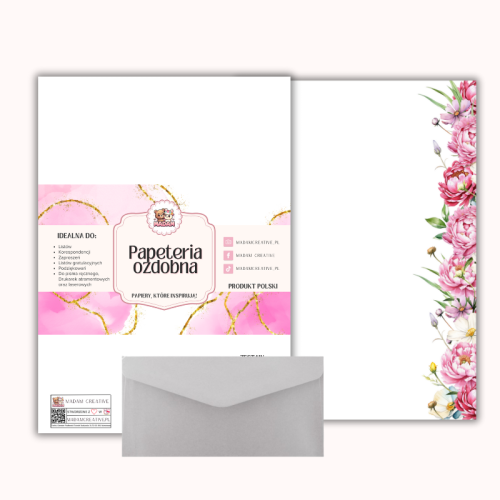 Papeteria ozdobna A4 z kopertami – zestaw Różany ogród MaDam Creative